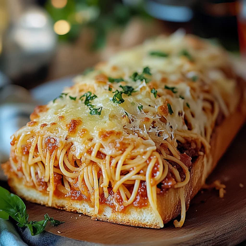 Spaghetti Stuffed Garlic Bread Recipe