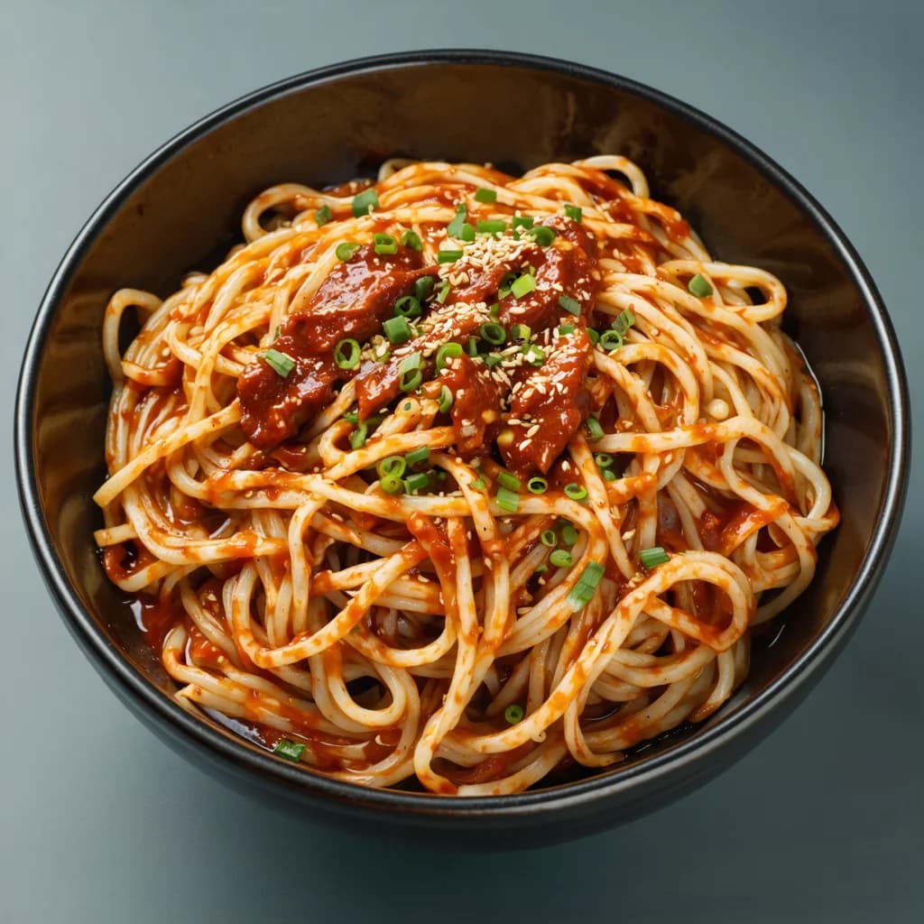 Spicy Gochujang Noodles in Bowl
