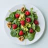Raspberry spinach salad avocado walnuts.