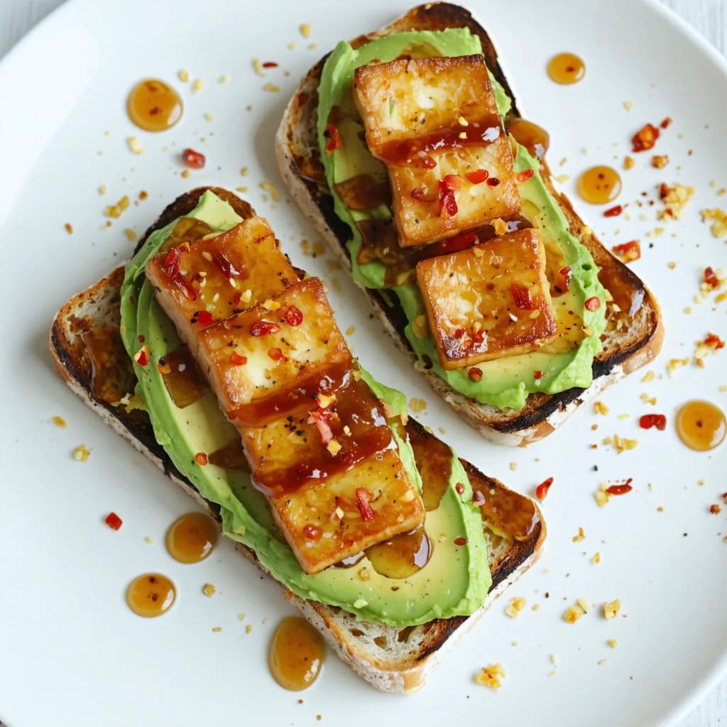 Spicy Honey Halloumi Avocado Toast With Chili Flakes