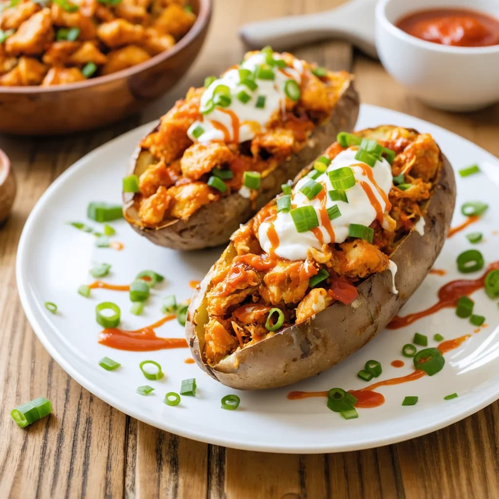 Crispy Buffalo Chicken Loaded Baked Potatoes Photo
