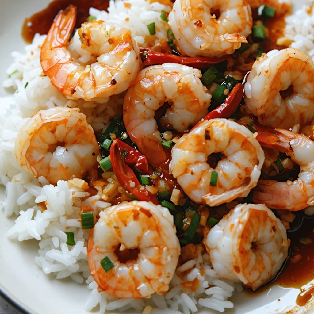 Spicy Garlic Shrimp over Jasmine Rice