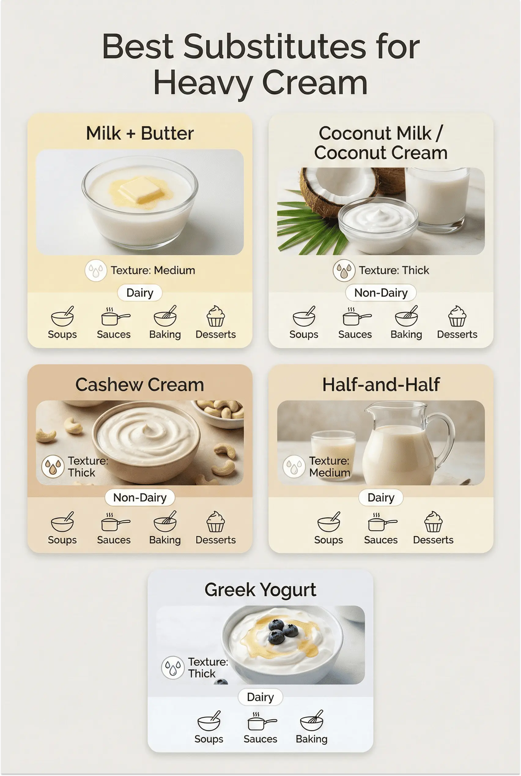 Best Substitute for Heavy Cream (Dairy & Non-Dairy)